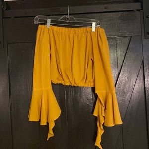 Off the shoulder yellow crop